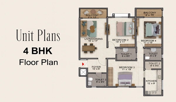 Floor Plan Variants Prestige Olive Oak Floor Plan - 2, 3 and 4 BHK Configurations